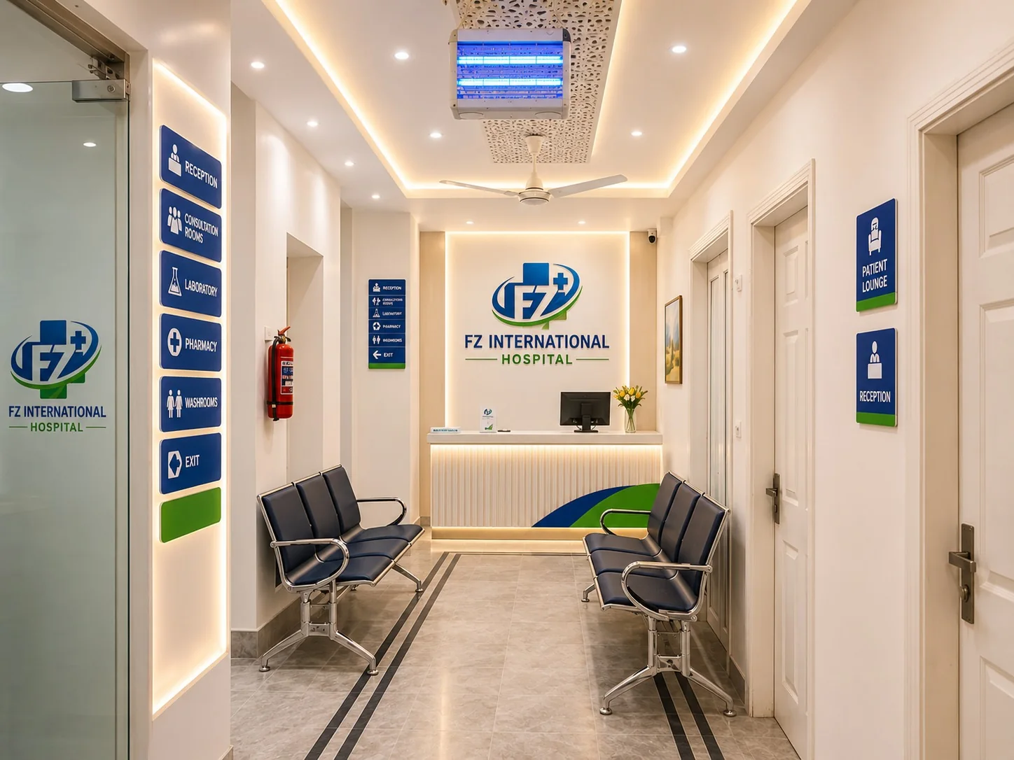 FZ International Hospital reception and patient waiting area